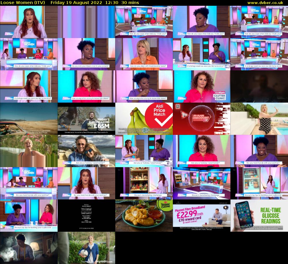 Loose Women (ITV) Friday 19 August 2022 12:30 - 13:00