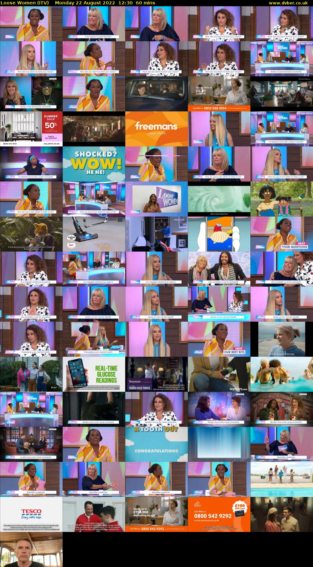 Loose Women (ITV) Monday 22 August 2022 12:30 - 13:30
