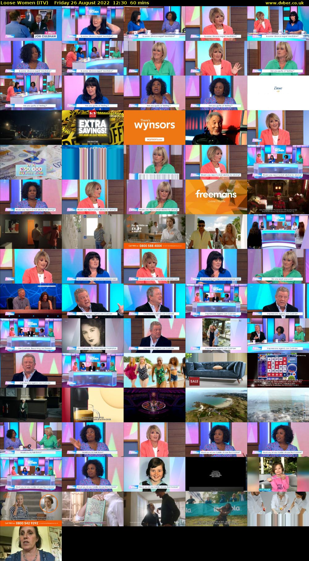 Loose Women (ITV) Friday 26 August 2022 12:30 - 13:30