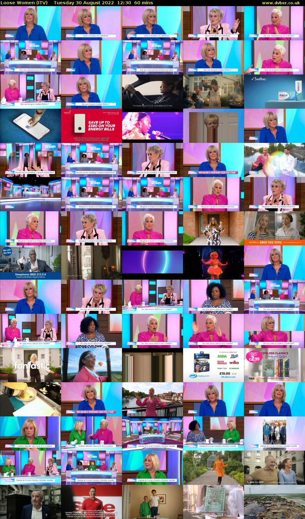Loose Women (ITV) Tuesday 30 August 2022 12:30 - 13:30