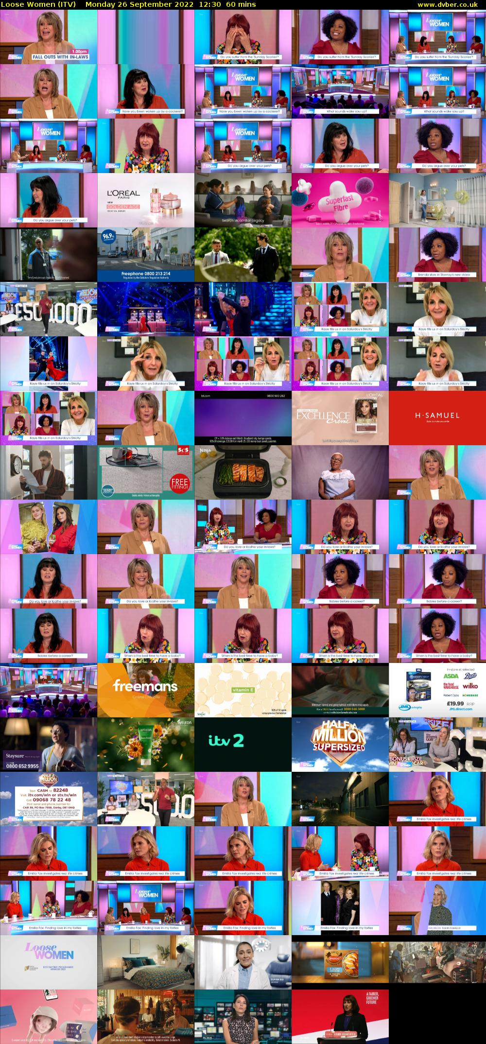 Loose Women (ITV) Monday 26 September 2022 12:30 - 13:30