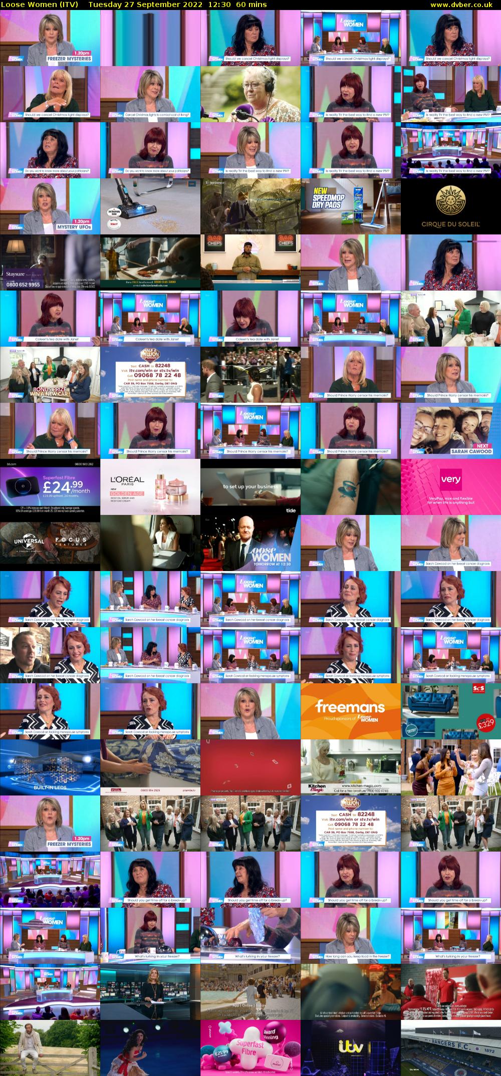 Loose Women (ITV) Tuesday 27 September 2022 12:30 - 13:30
