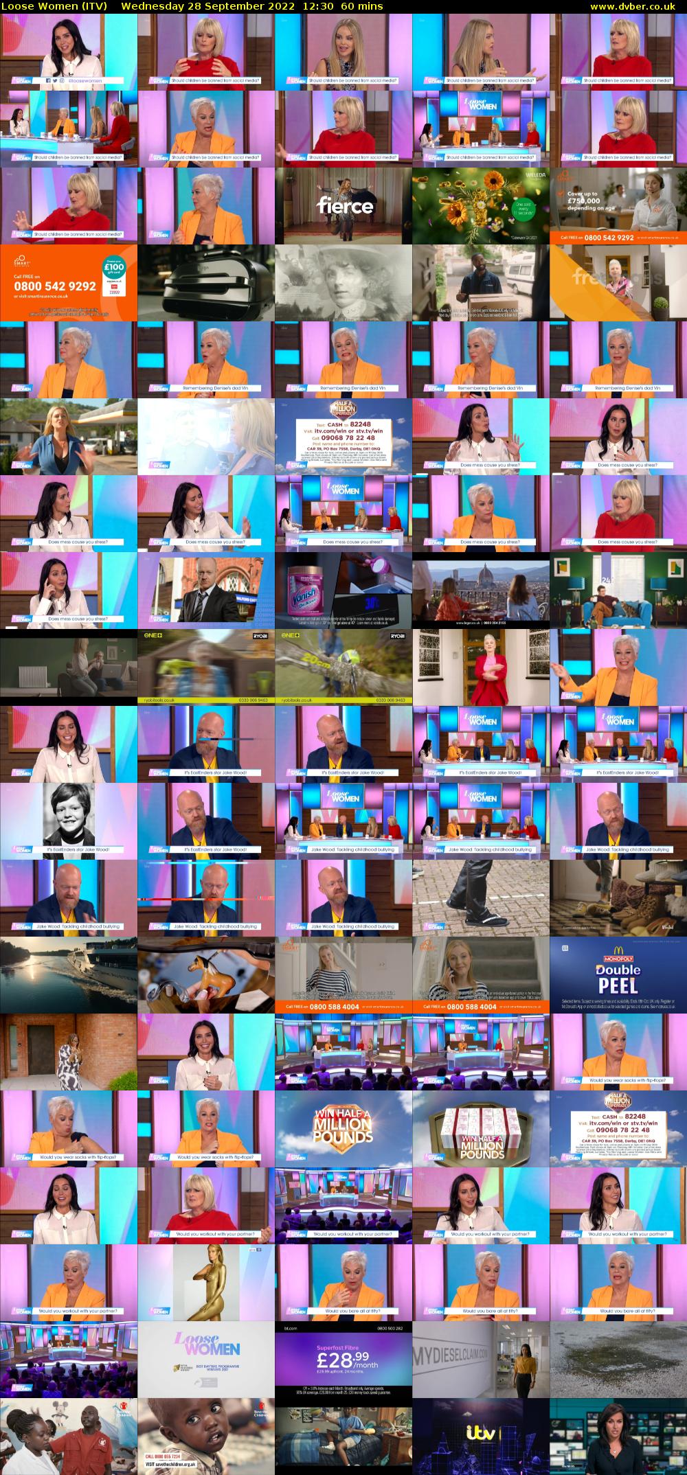 Loose Women (ITV) Wednesday 28 September 2022 12:30 - 13:30