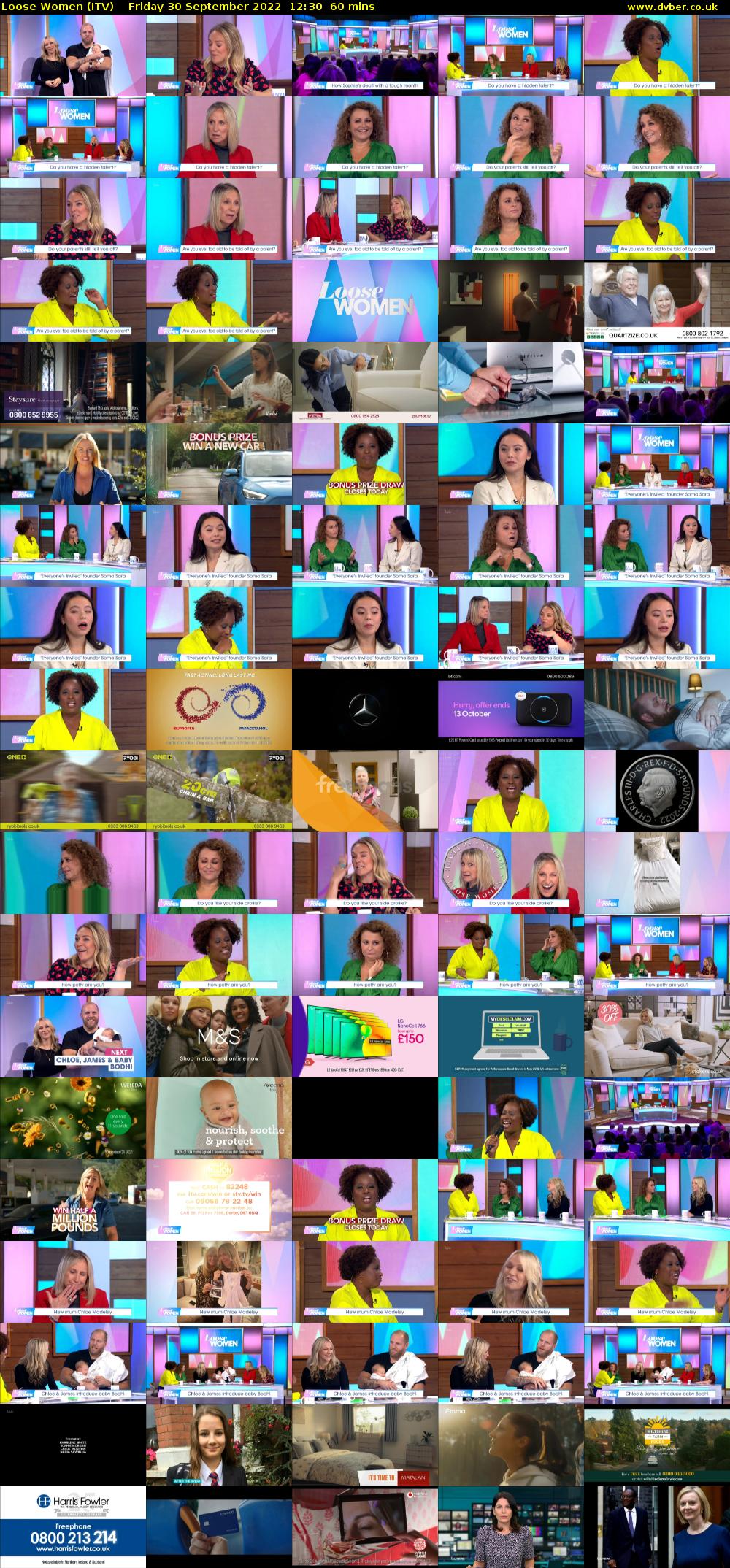 Loose Women (ITV) Friday 30 September 2022 12:30 - 13:30
