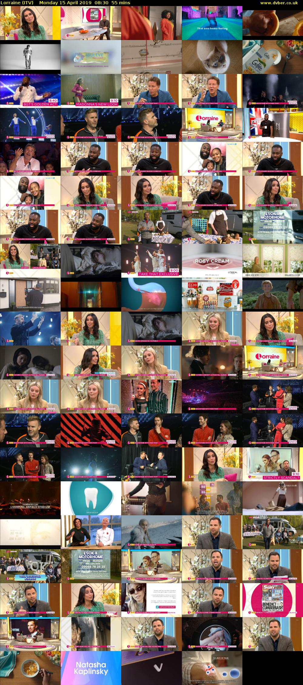 Lorraine (ITV) Monday 15 April 2019 08:30 - 09:25