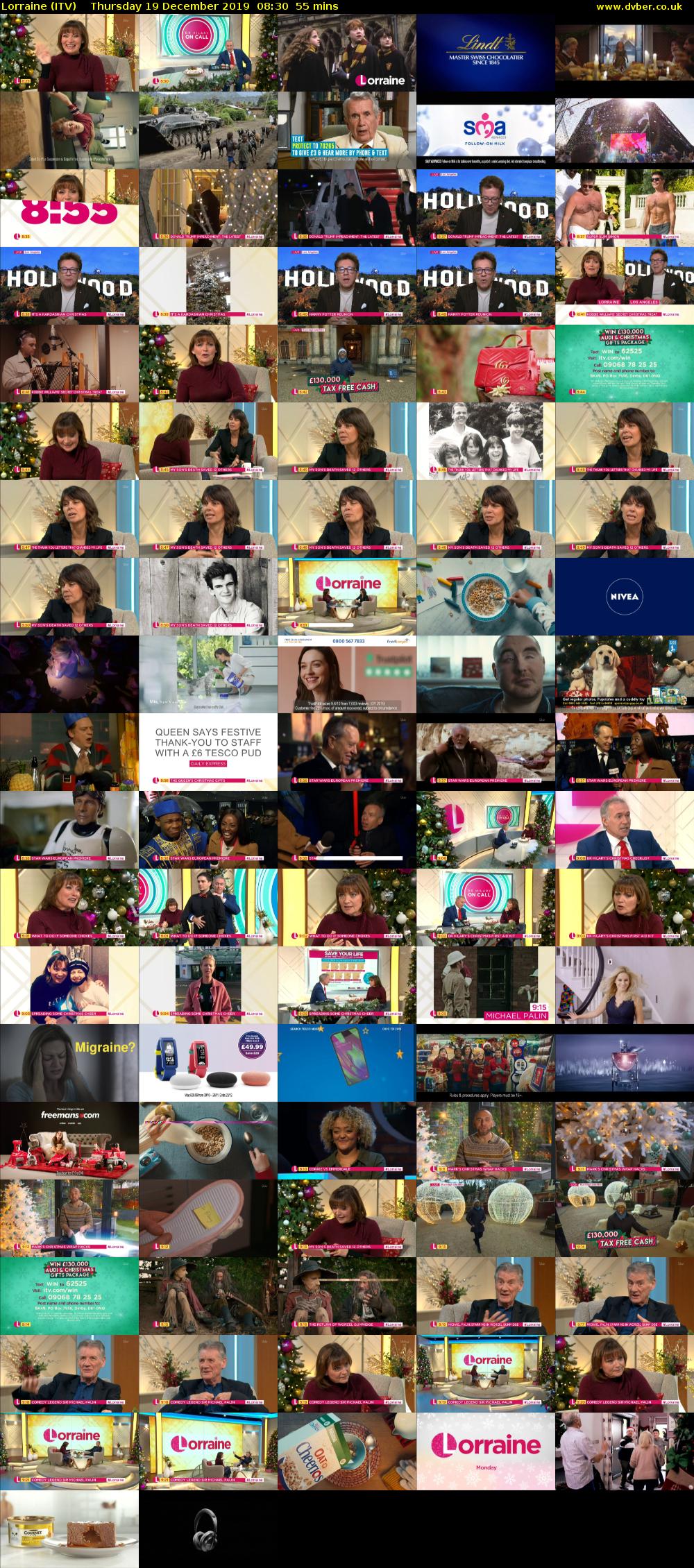 Lorraine (ITV) Thursday 19 December 2019 08:30 - 09:25