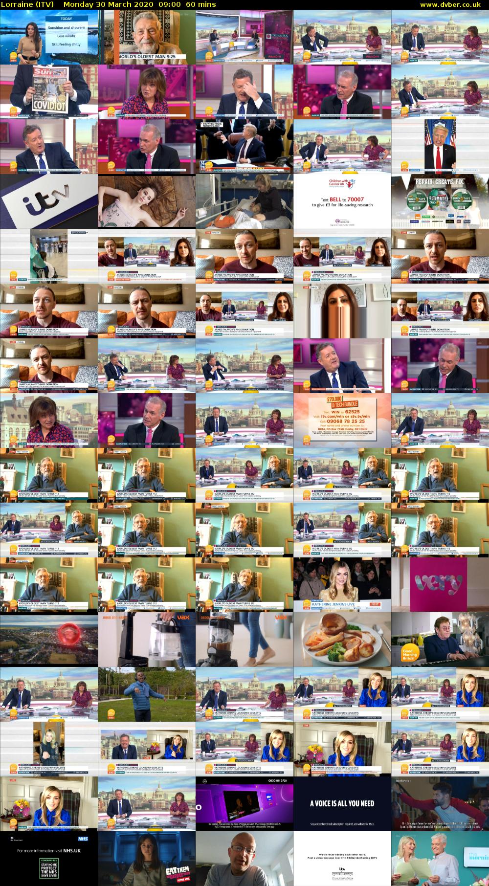 Lorraine (ITV) Monday 30 March 2020 09:00 - 10:00