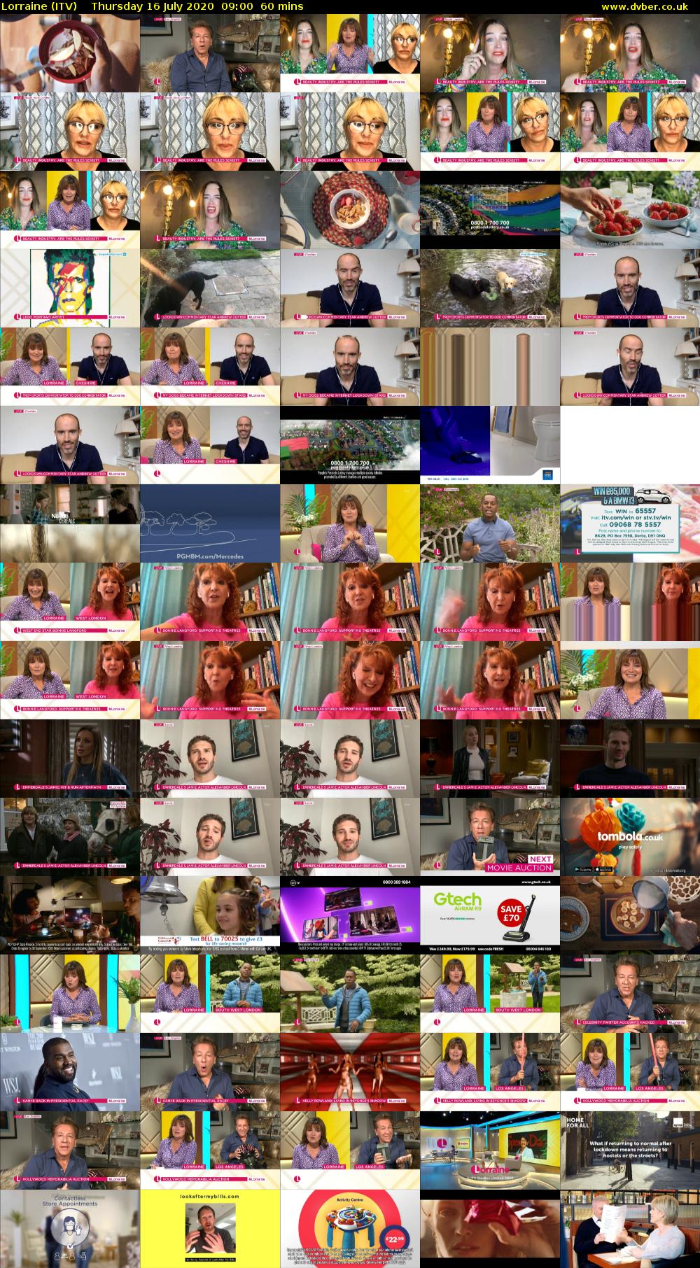 Lorraine (ITV) Thursday 16 July 2020 09:00 - 10:00