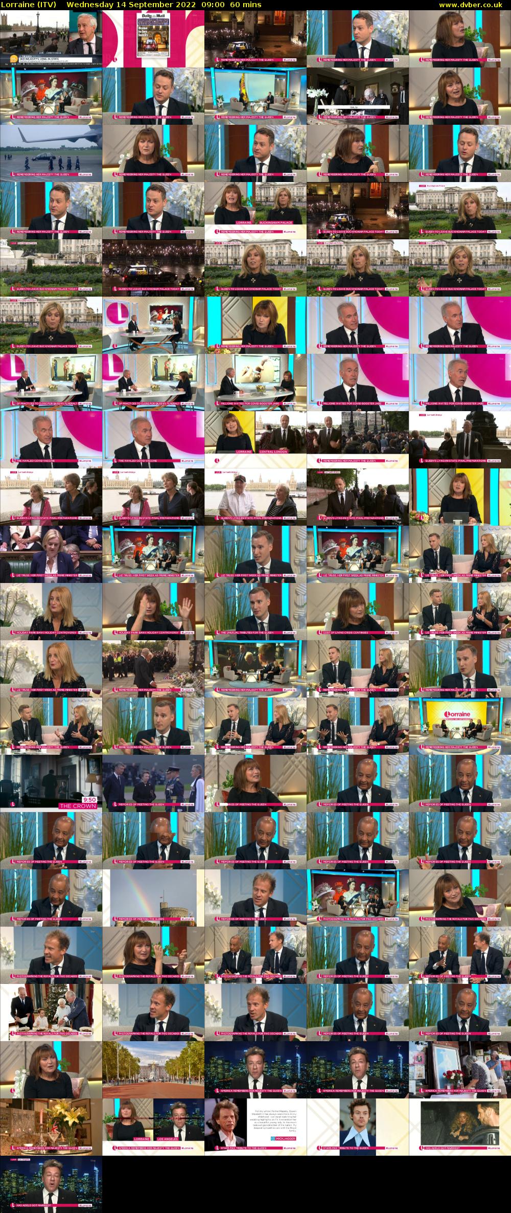 Lorraine (ITV) Wednesday 14 September 2022 09:00 - 10:00