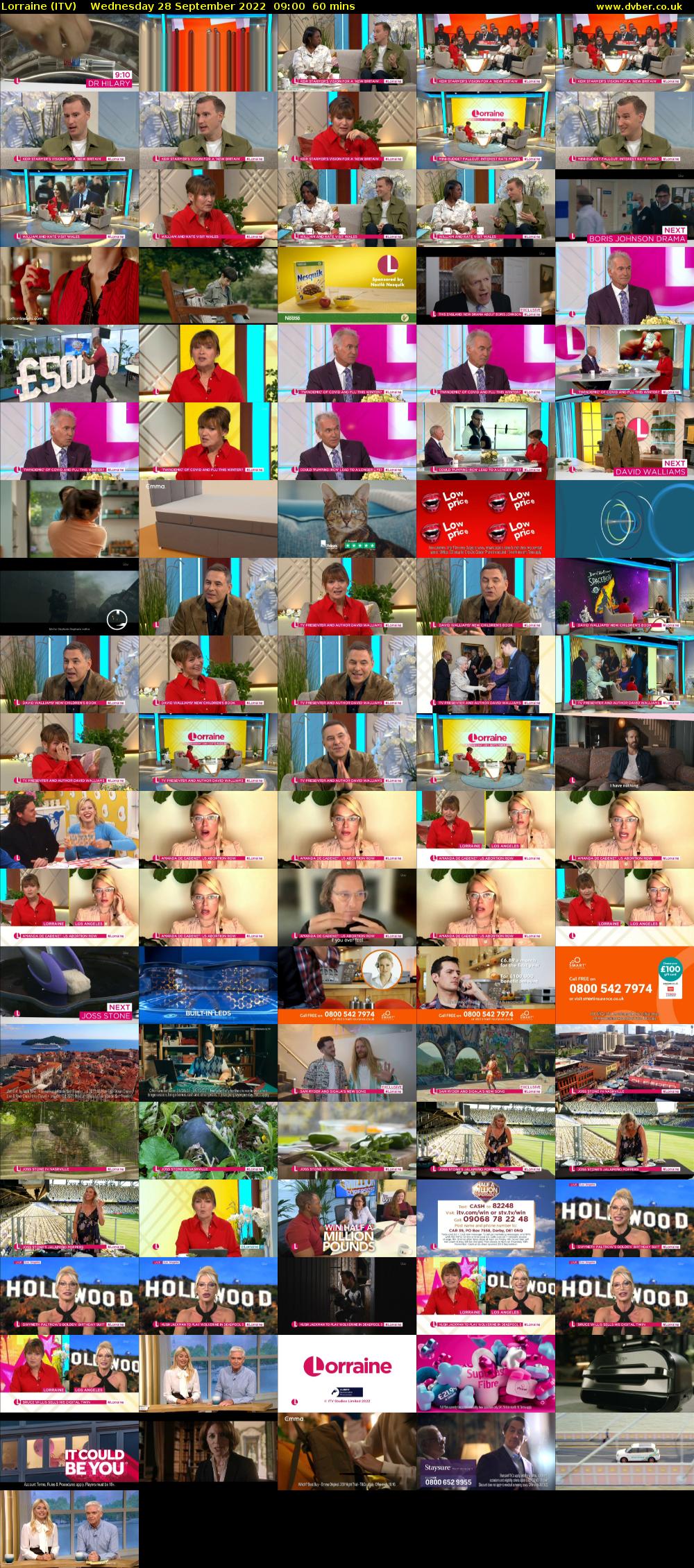 Lorraine (ITV) Wednesday 28 September 2022 09:00 - 10:00