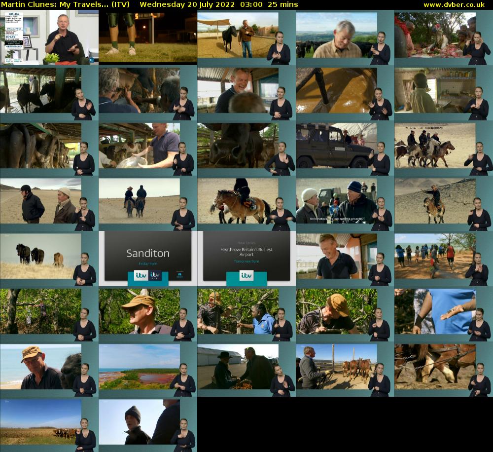 Martin Clunes: My Travels... (ITV) Wednesday 20 July 2022 03:00 - 03:25