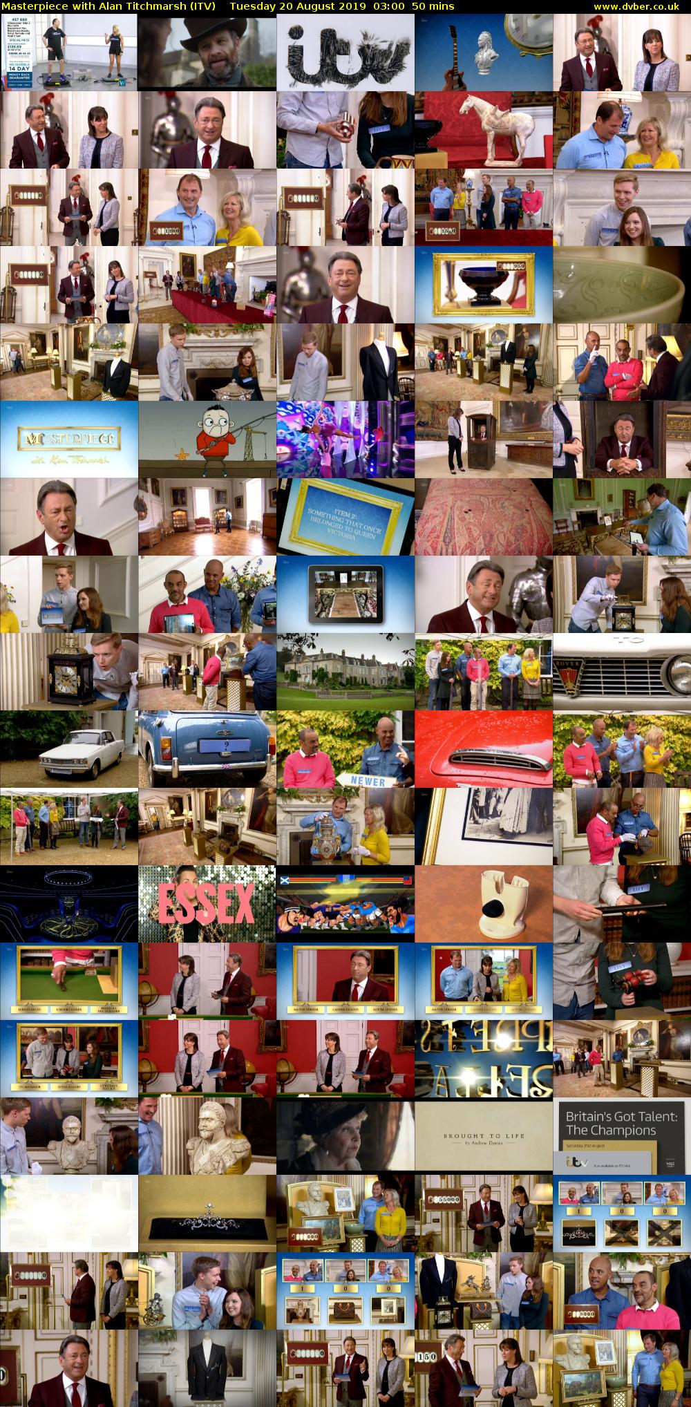 Masterpiece with Alan Titchmarsh (ITV) Tuesday 20 August 2019 03:00 - 03:50