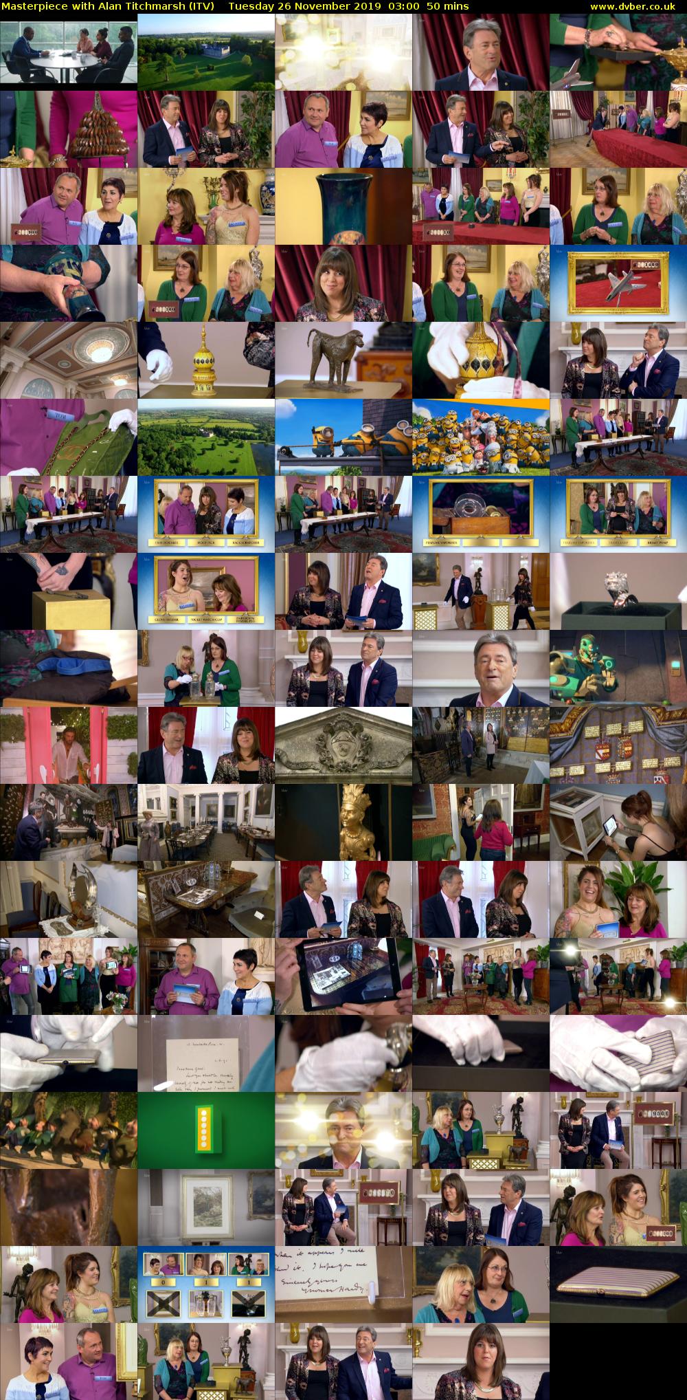 Masterpiece with Alan Titchmarsh (ITV) Tuesday 26 November 2019 03:00 - 03:50