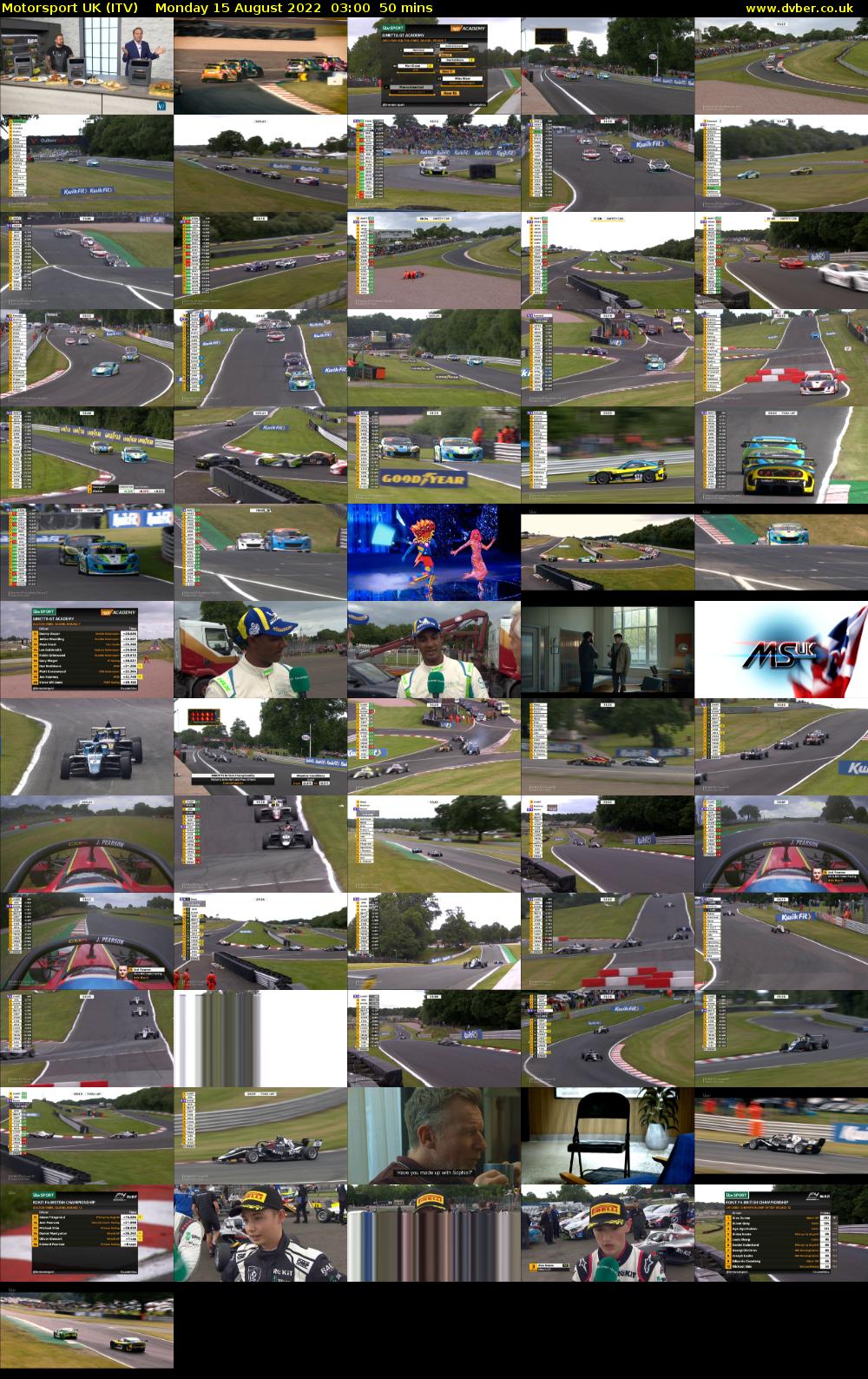 Motorsport UK (ITV) Monday 15 August 2022 03:00 - 03:50