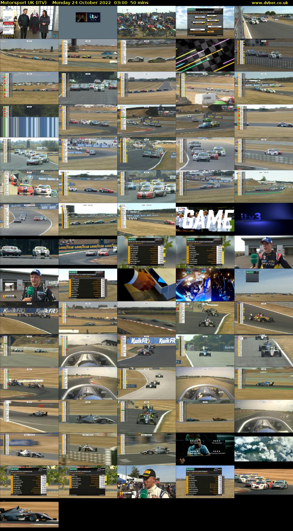 Motorsport UK (ITV) Monday 24 October 2022 03:00 - 03:50