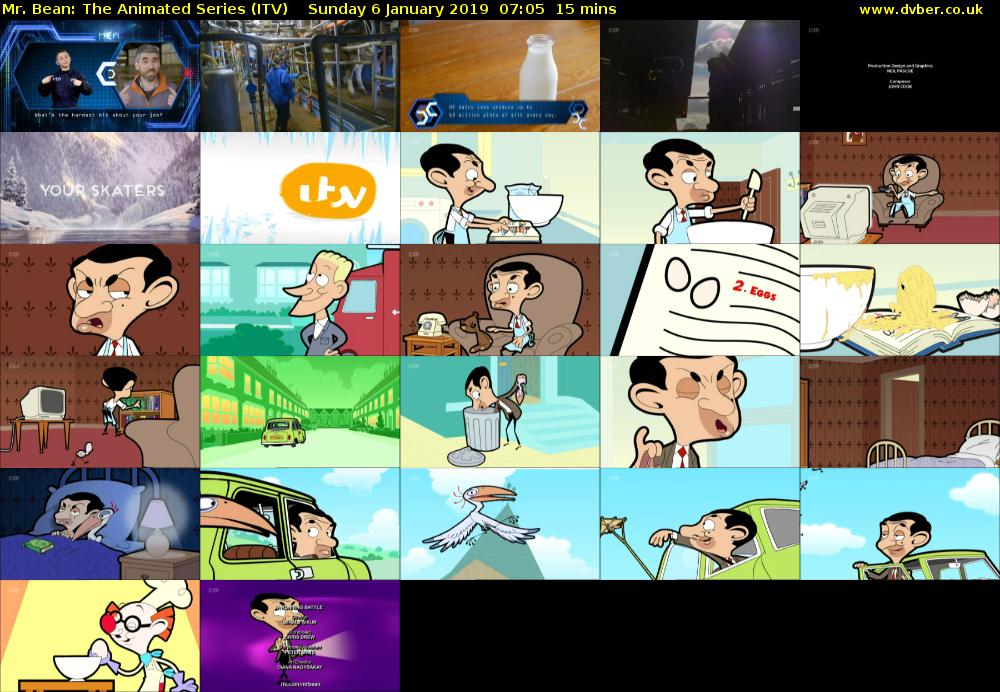 Mr. Bean: The Animated Series (ITV) Sunday 6 January 2019 07:05 - 07:20
