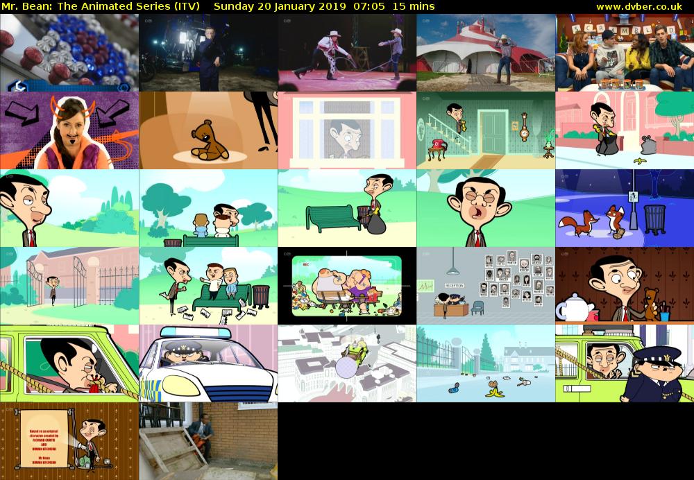 Mr. Bean: The Animated Series (ITV) Sunday 20 January 2019 07:05 - 07:20