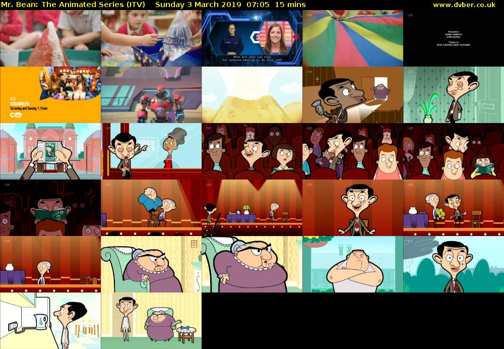 Mr. Bean: The Animated Series (ITV) Sunday 3 March 2019 07:05 - 07:20