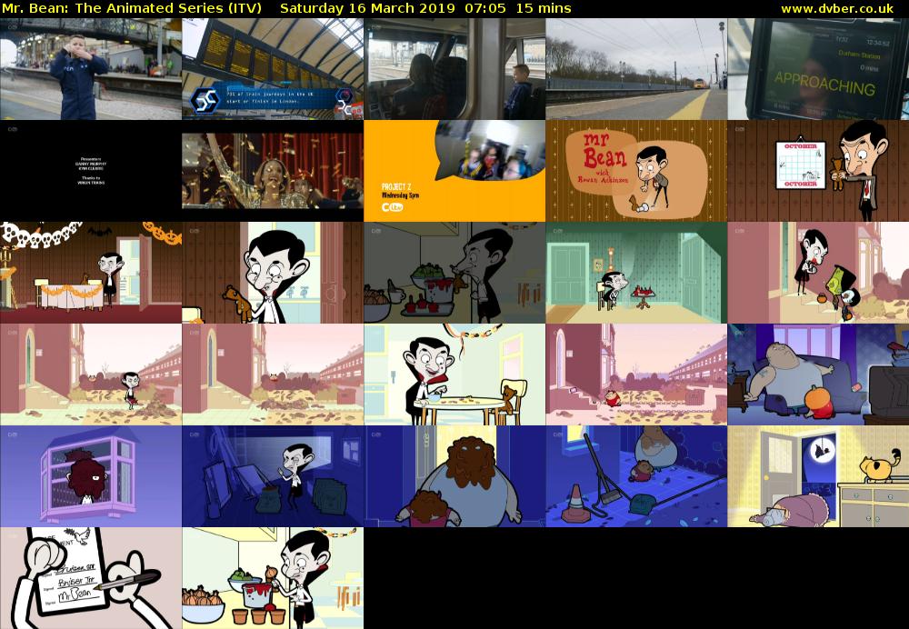 Mr. Bean: The Animated Series (ITV) Saturday 16 March 2019 07:05 - 07:20
