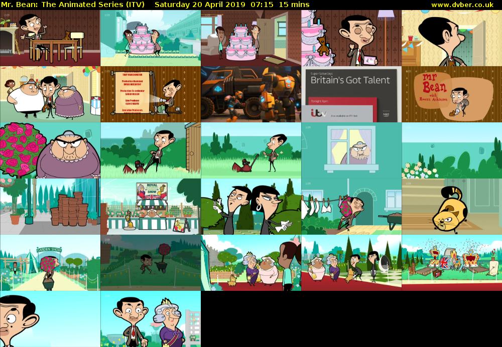Mr. Bean: The Animated Series (ITV) Saturday 20 April 2019 07:15 - 07:30