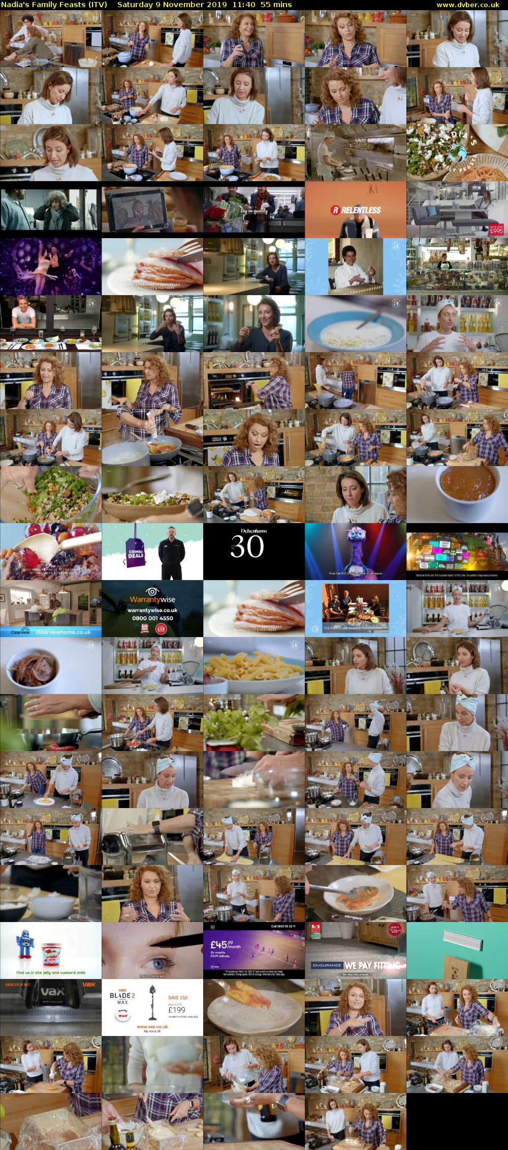 Nadia's Family Feasts (ITV) Saturday 9 November 2019 11:40 - 12:35