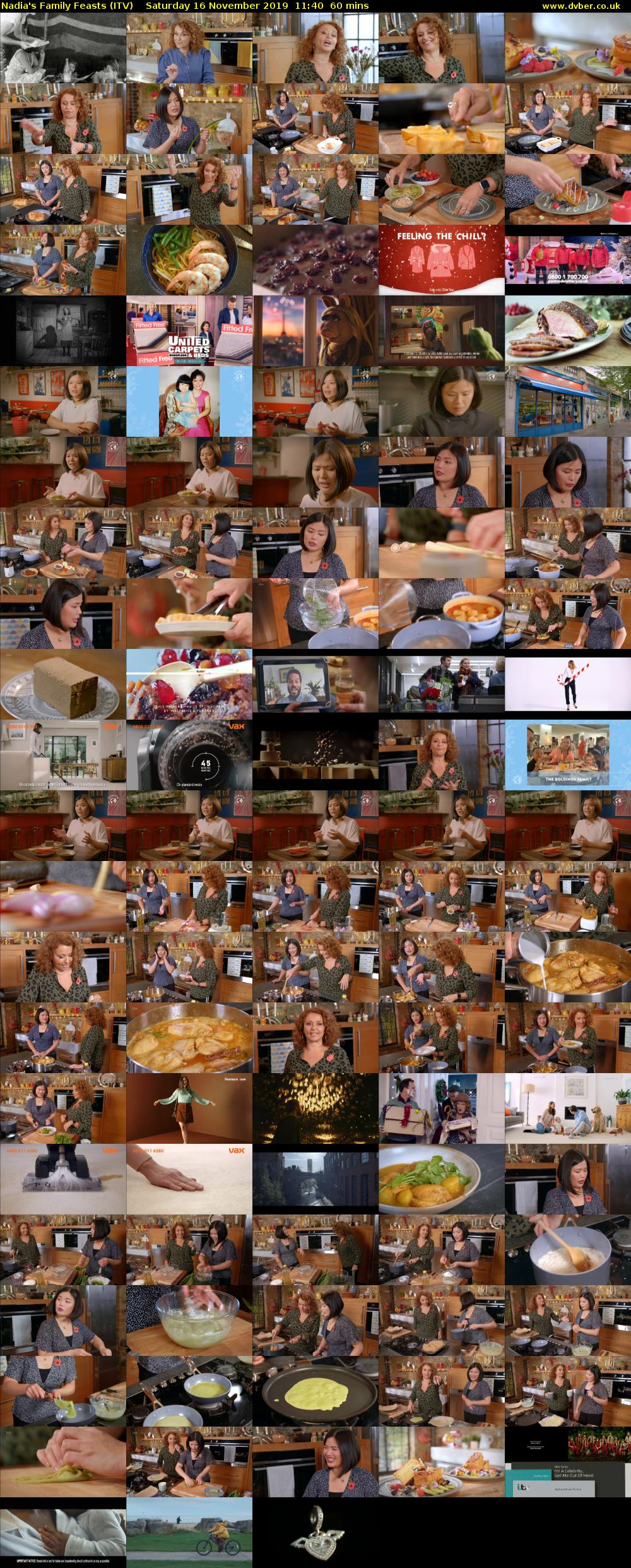 Nadia's Family Feasts (ITV) Saturday 16 November 2019 11:40 - 12:40