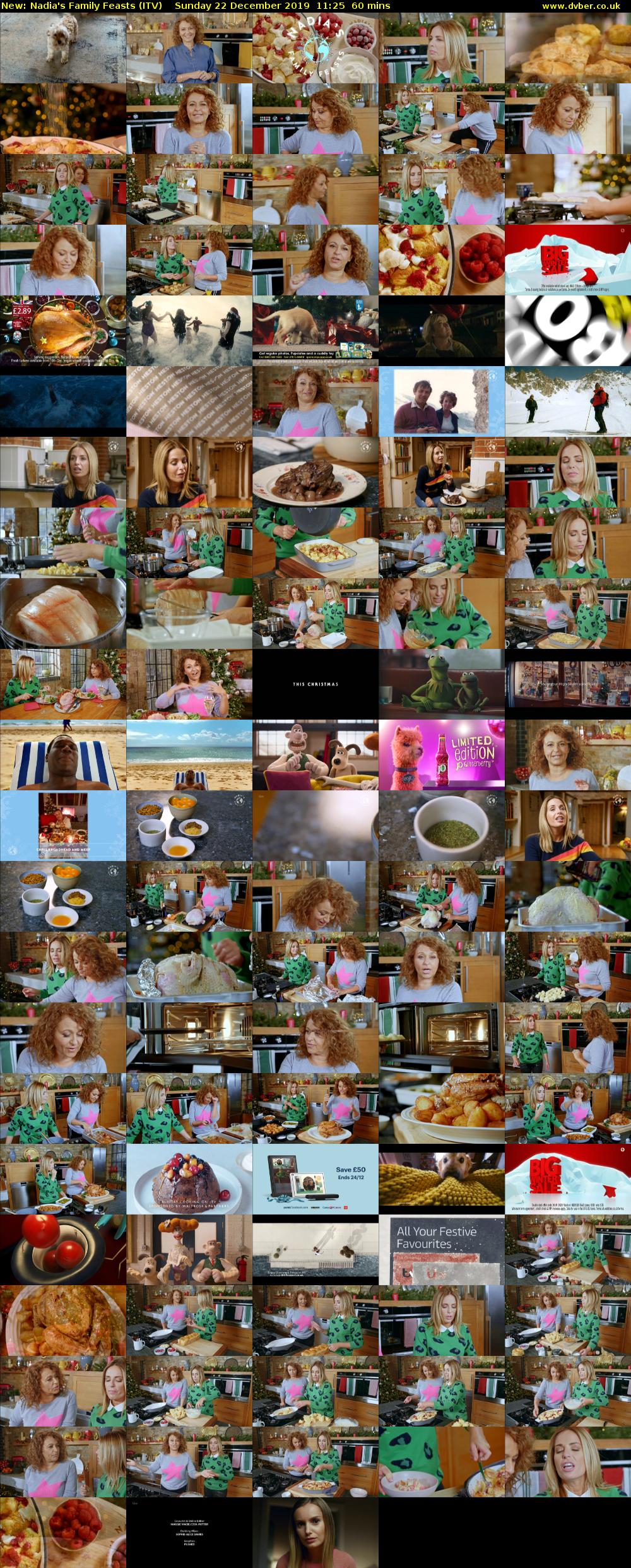 Nadia's Family Feasts (ITV) Sunday 22 December 2019 11:25 - 12:25