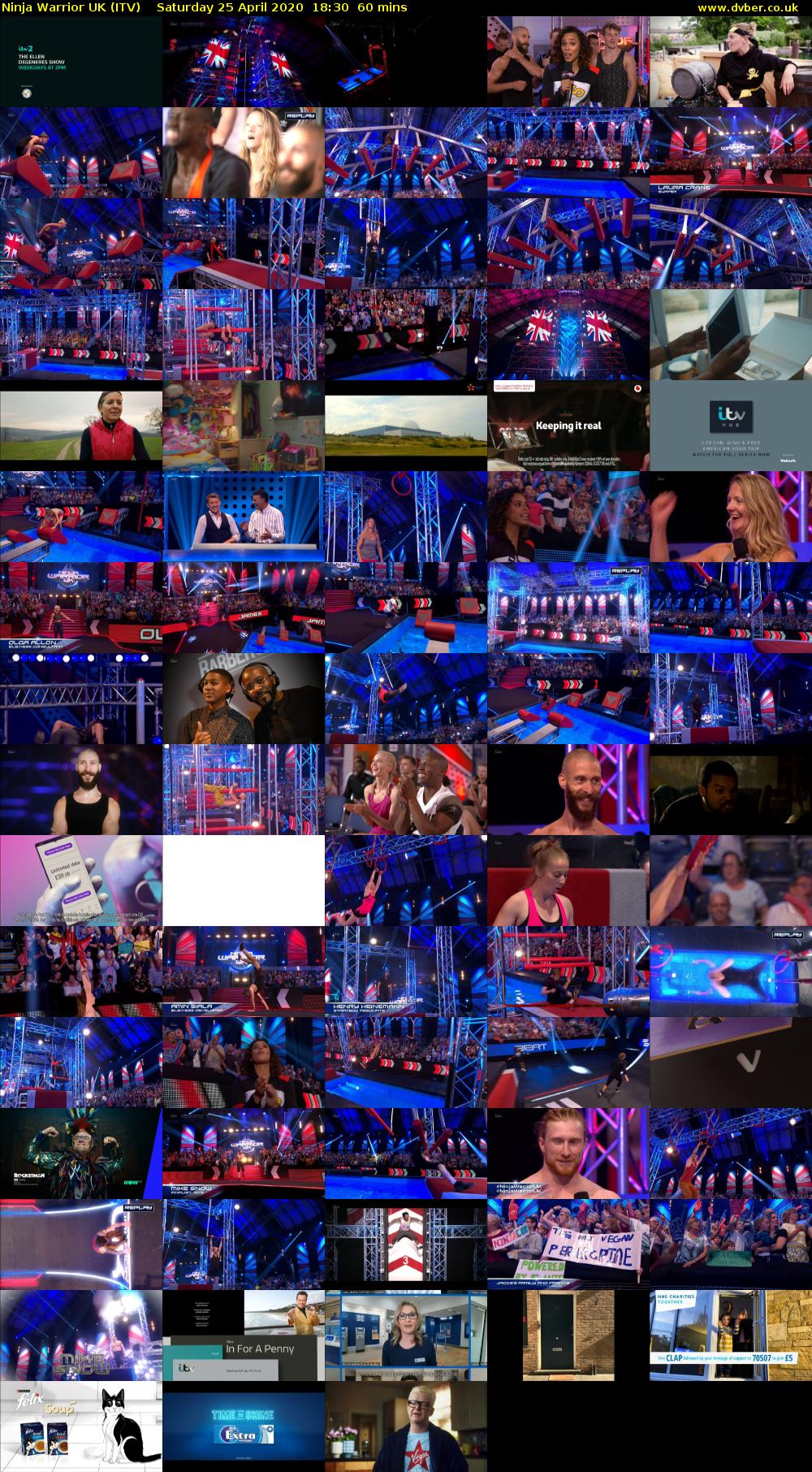 Ninja Warrior UK (ITV) Saturday 25 April 2020 18:30 - 19:30