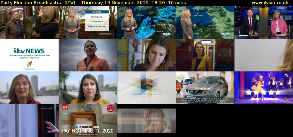 Party Election Broadcast:... (ITV) Thursday 14 November 2019 18:20 - 18:30