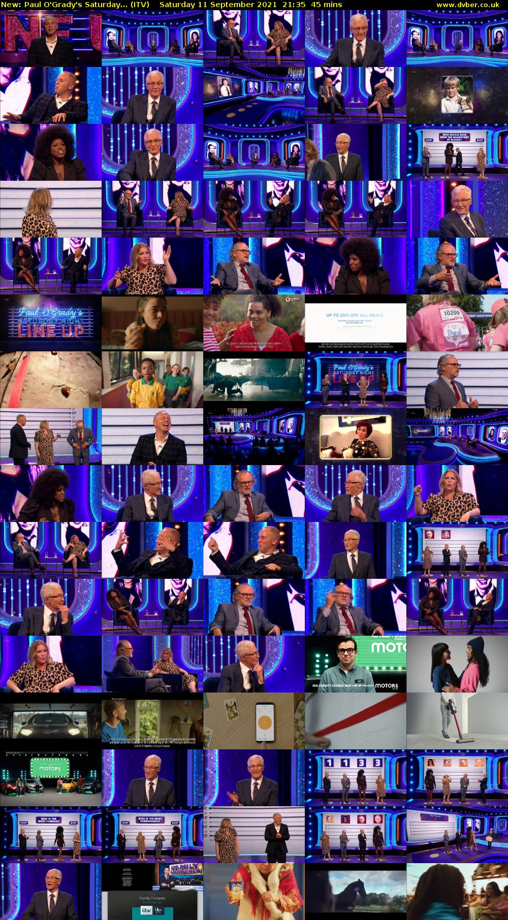 Paul O'Grady's Saturday... (ITV) Saturday 11 September 2021 21:35 - 22:20