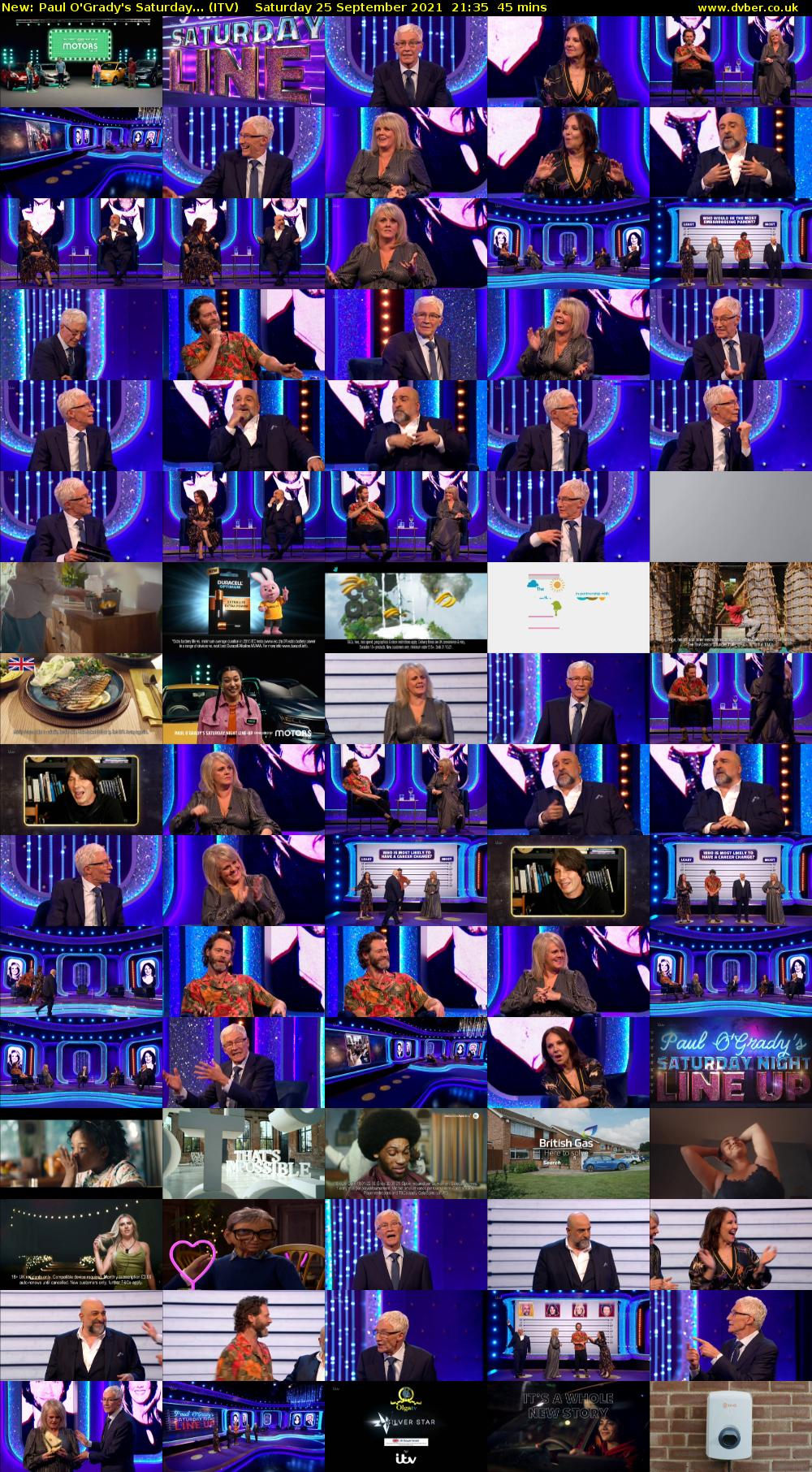 Paul O'Grady's Saturday... (ITV) Saturday 25 September 2021 21:35 - 22:20