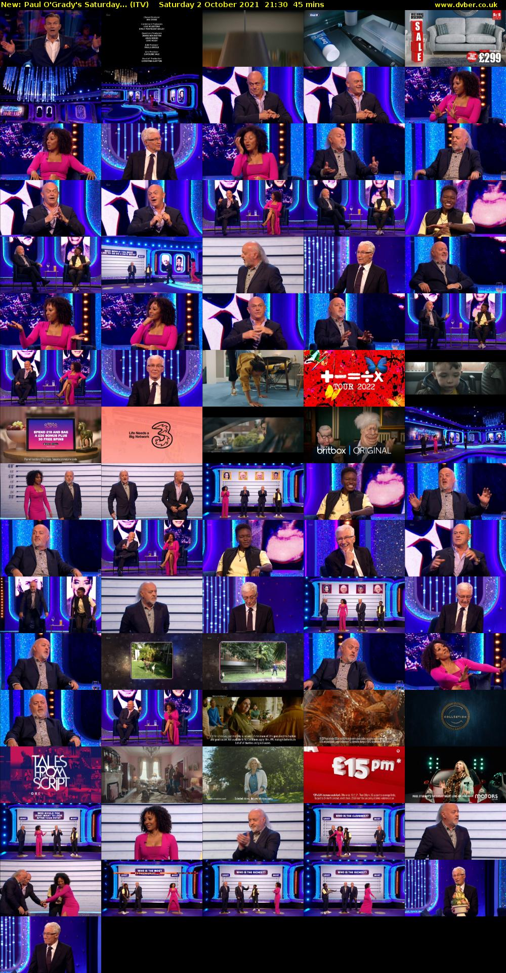 Paul O'Grady's Saturday... (ITV) Saturday 2 October 2021 21:30 - 22:15