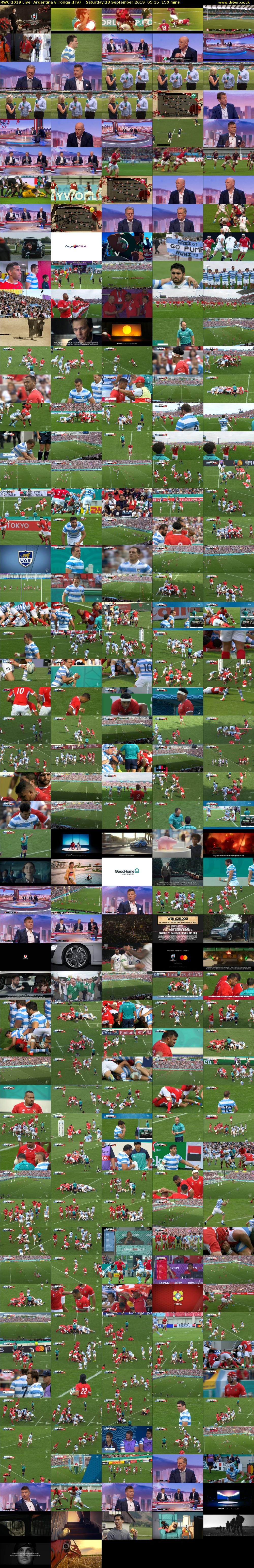RWC 2019 Live: Argentina v Tonga (ITV) Saturday 28 September 2019 05:15 - 07:45