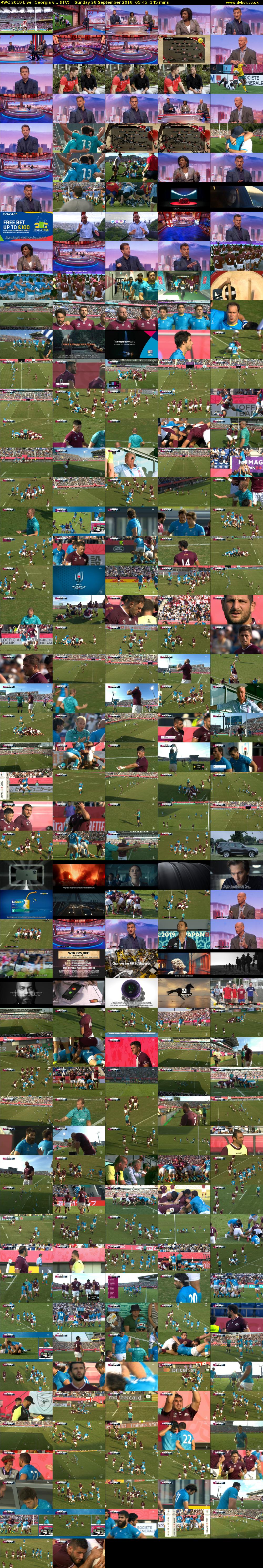RWC 2019 Live: Georgia v... (ITV) Sunday 29 September 2019 05:45 - 08:10