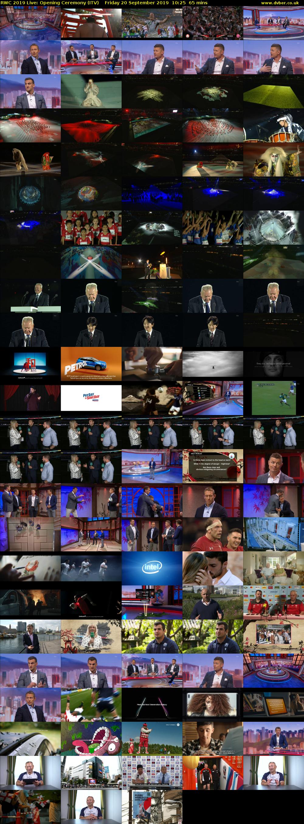 RWC 2019 Live: Opening Ceremony (ITV) Friday 20 September 2019 10:25 - 11:30