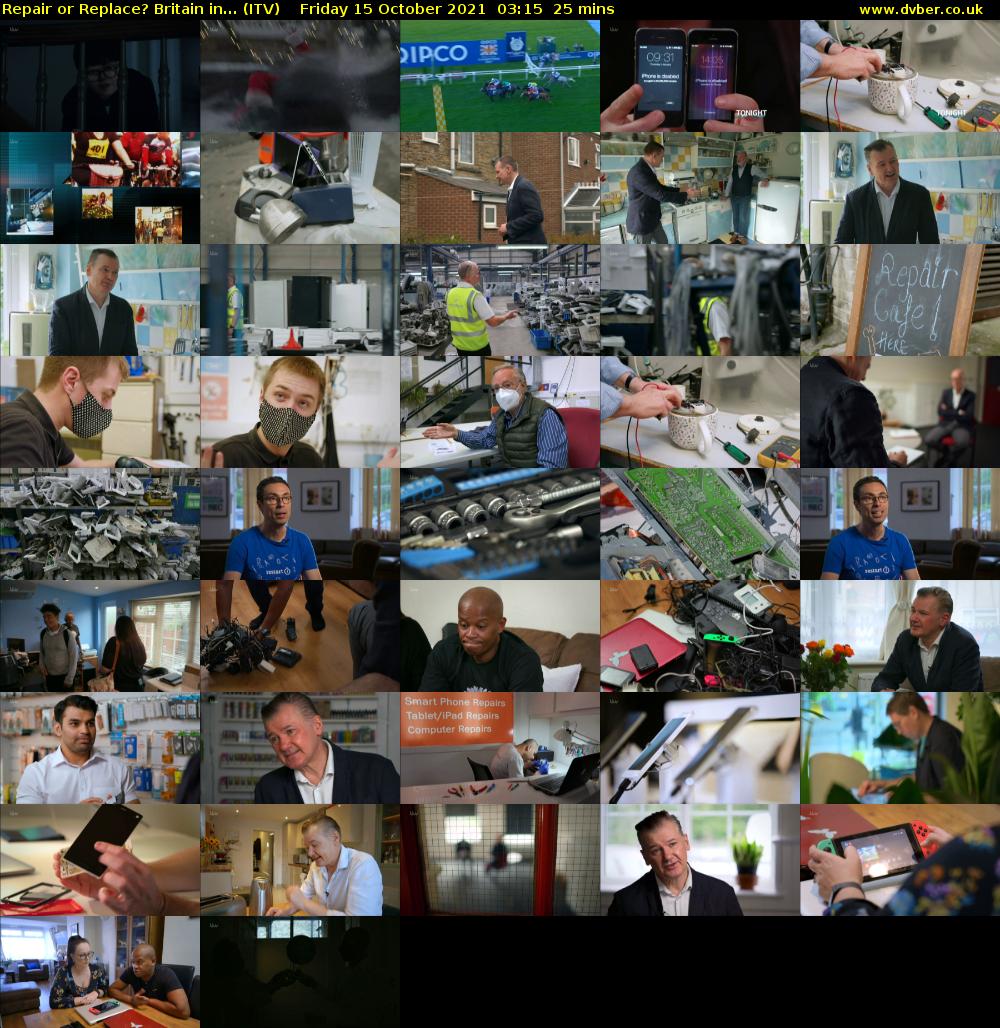 Repair or Replace? Britain in... (ITV) Friday 15 October 2021 03:15 - 03:40