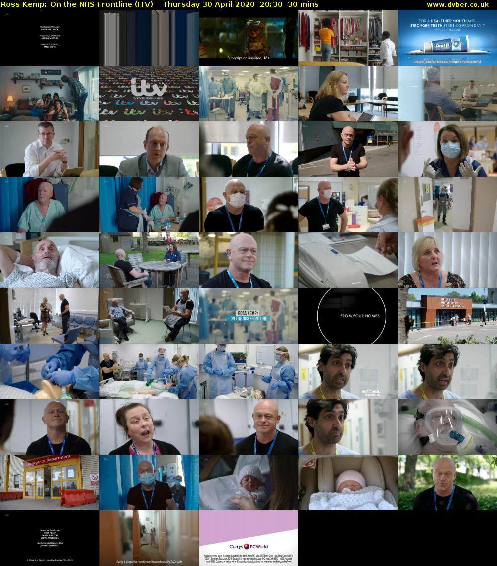 Ross Kemp: On the NHS Frontline (ITV) Thursday 30 April 2020 20:30 - 21:00