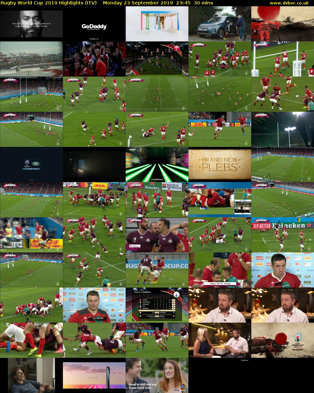 Rugby World Cup 2019 Highlights (ITV) Monday 23 September 2019 23:45 - 00:15