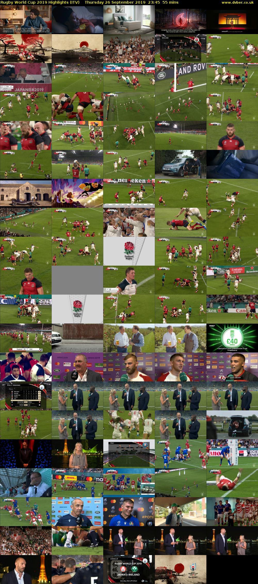 Rugby World Cup 2019 Highlights (ITV) Thursday 26 September 2019 23:45 - 00:40