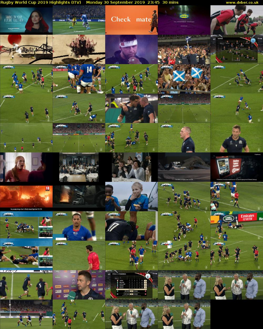 Rugby World Cup 2019 Highlights (ITV) Monday 30 September 2019 23:45 - 00:15