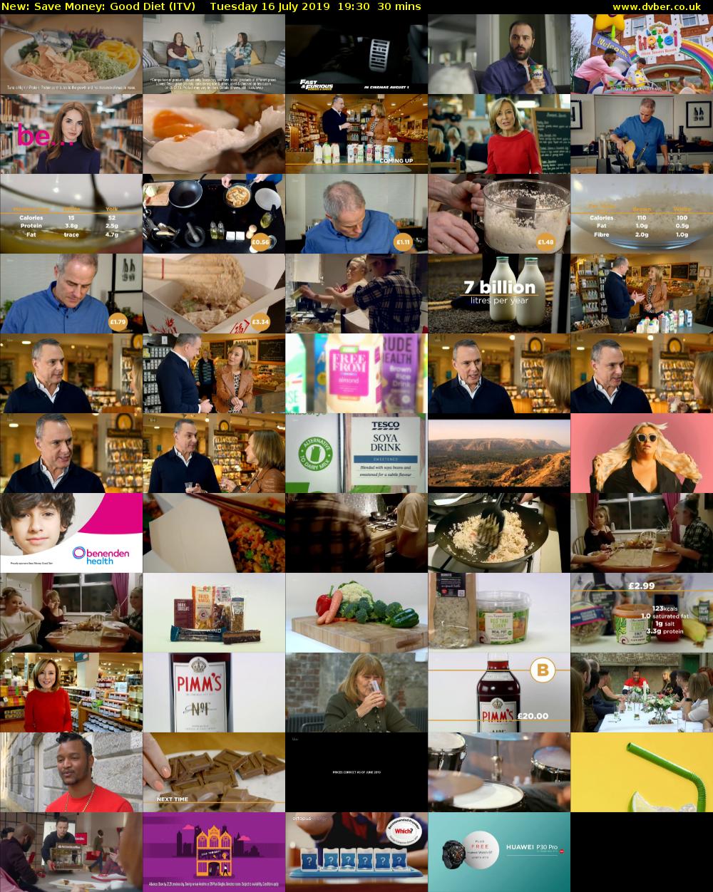 Save Money: Good Diet (ITV) Tuesday 16 July 2019 19:30 - 20:00