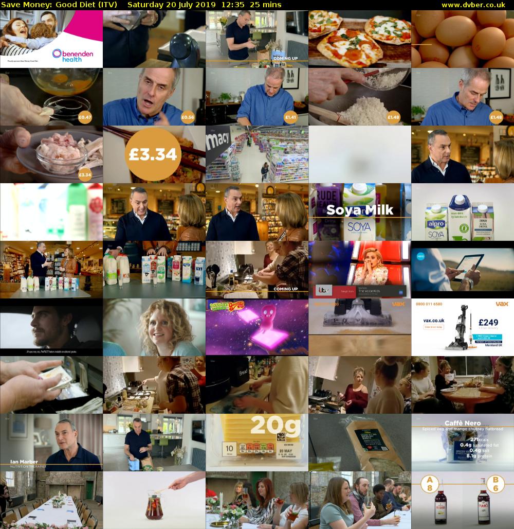 Save Money: Good Diet (ITV) Saturday 20 July 2019 12:35 - 13:00