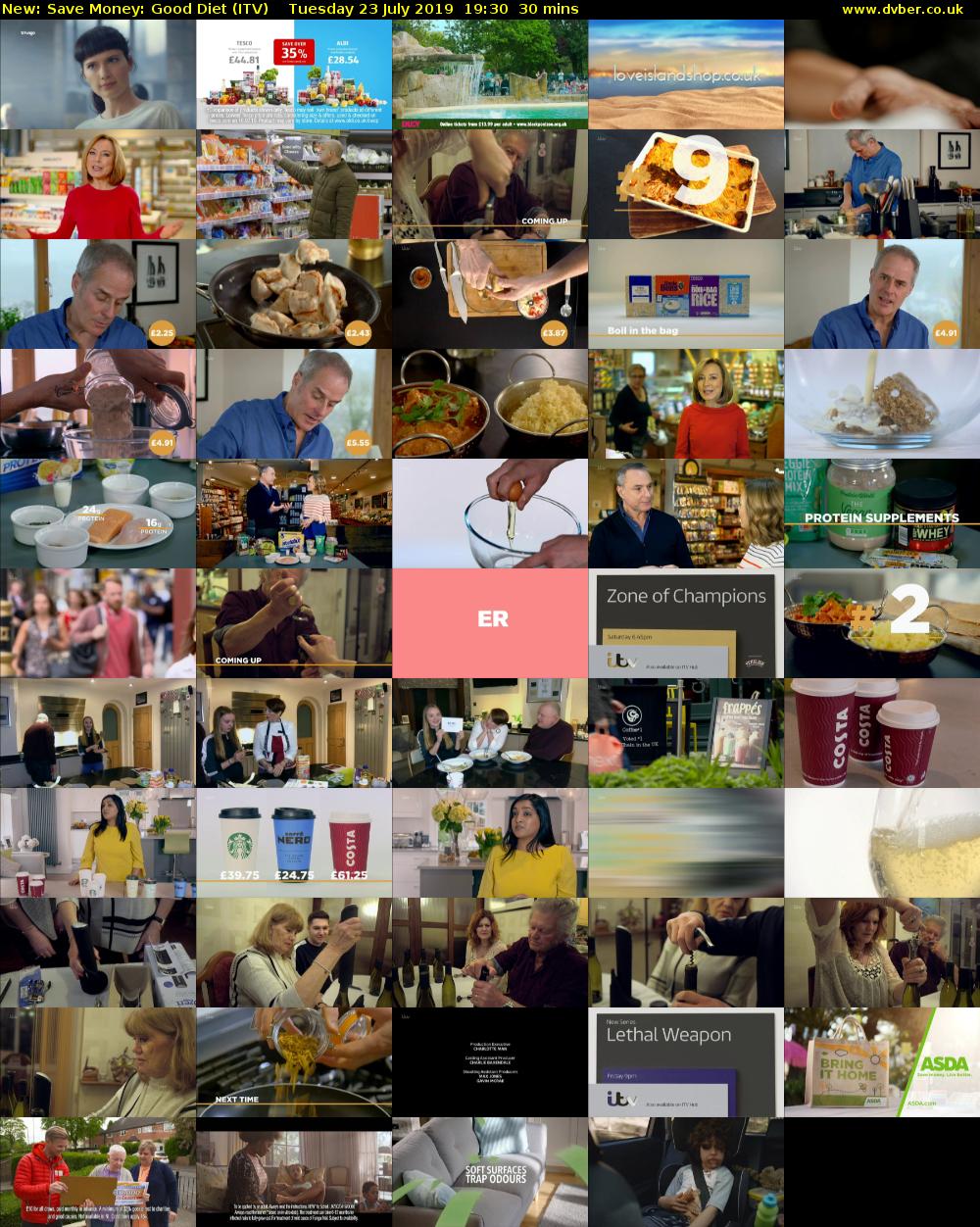 Save Money: Good Diet (ITV) Tuesday 23 July 2019 19:30 - 20:00