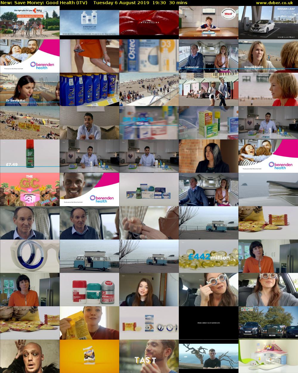 Save Money: Good Health (ITV) Tuesday 6 August 2019 19:30 - 20:00
