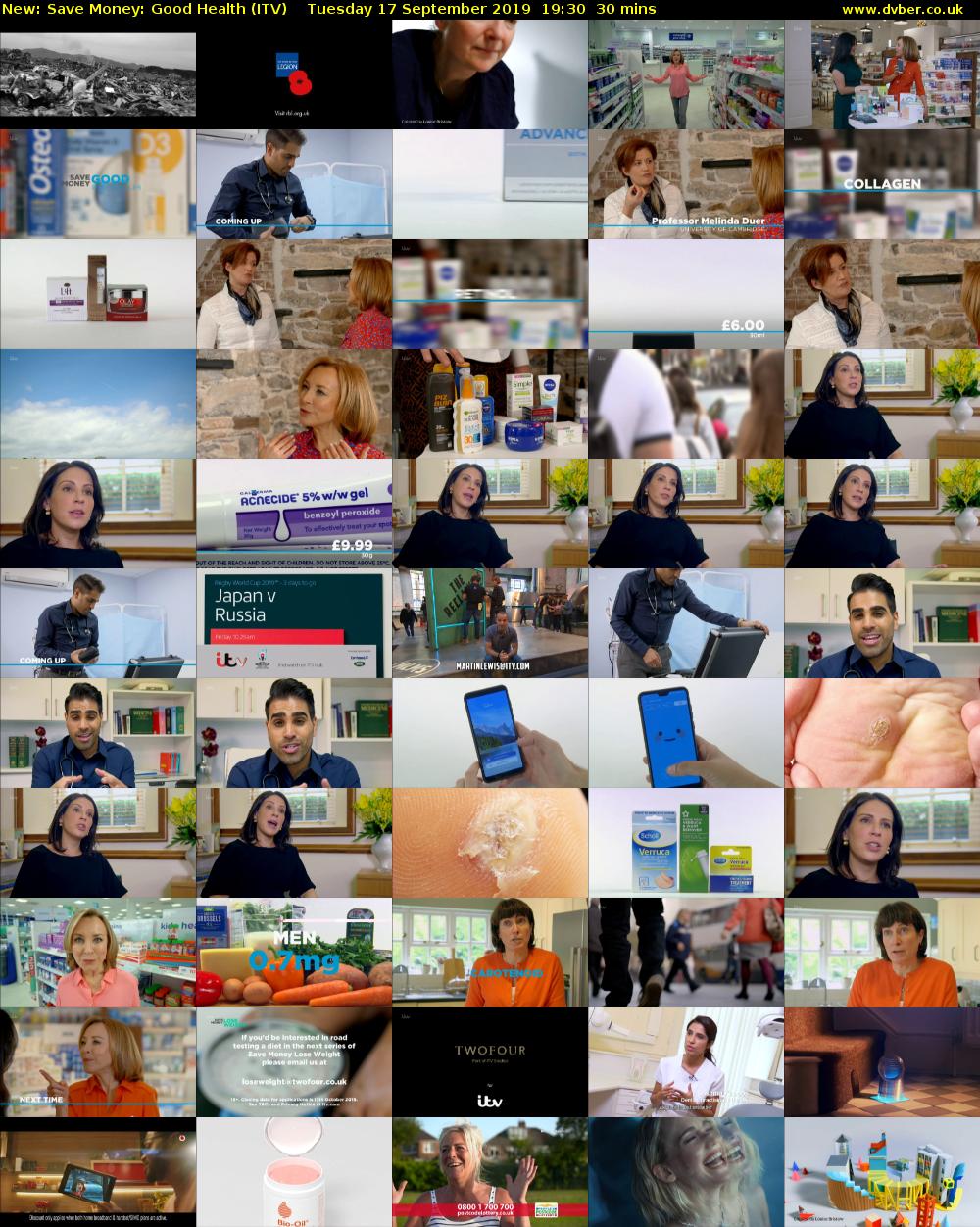 Save Money: Good Health (ITV) Tuesday 17 September 2019 19:30 - 20:00