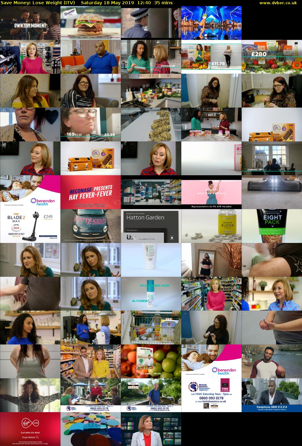 Save Money: Lose Weight (ITV) Saturday 18 May 2019 12:40 - 13:15