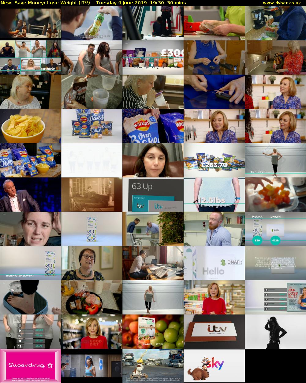 Save Money: Lose Weight (ITV) Tuesday 4 June 2019 19:30 - 20:00