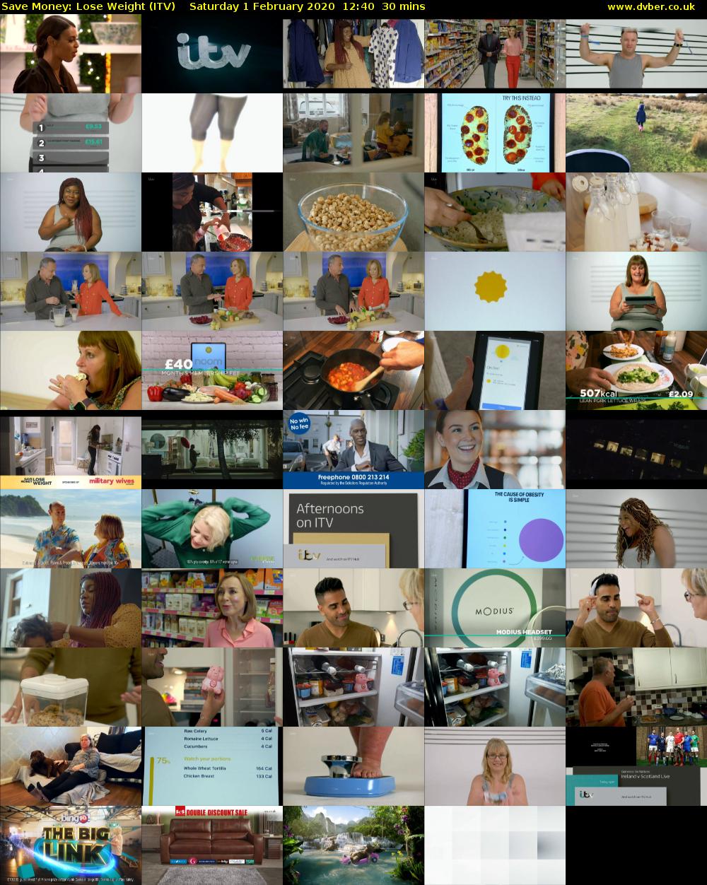 Save Money: Lose Weight (ITV) Saturday 1 February 2020 12:40 - 13:10