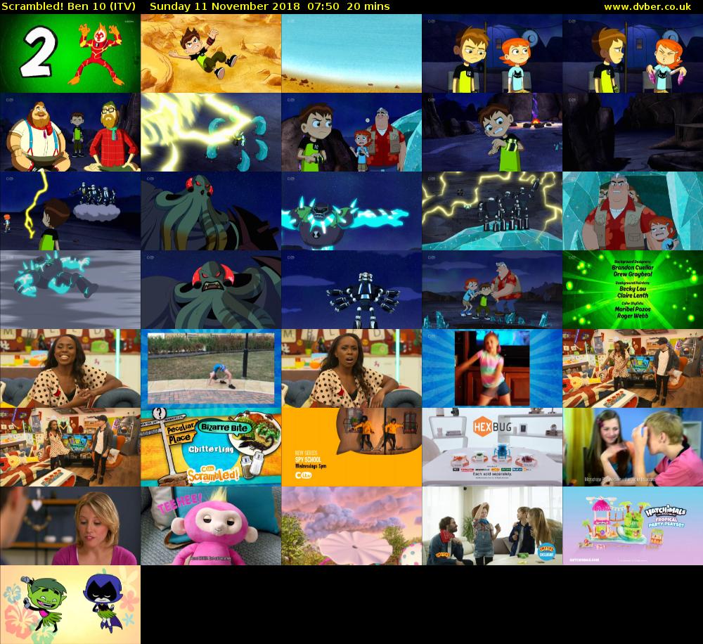 Scrambled! Ben 10 (ITV) Sunday 11 November 2018 07:50 - 08:10