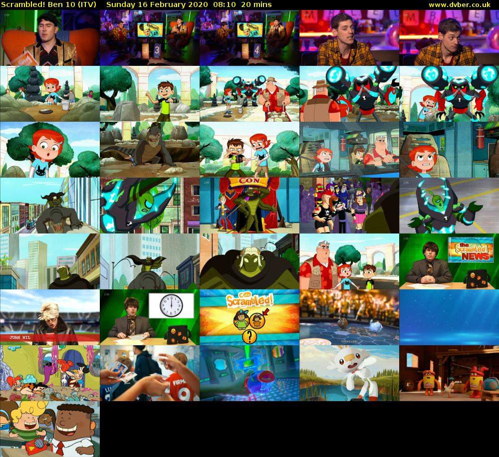 Scrambled! Ben 10 (ITV) Sunday 16 February 2020 08:10 - 08:30